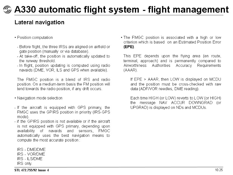A330 automatic flight system - flight management 10.25 Lateral navigation  Position computation 